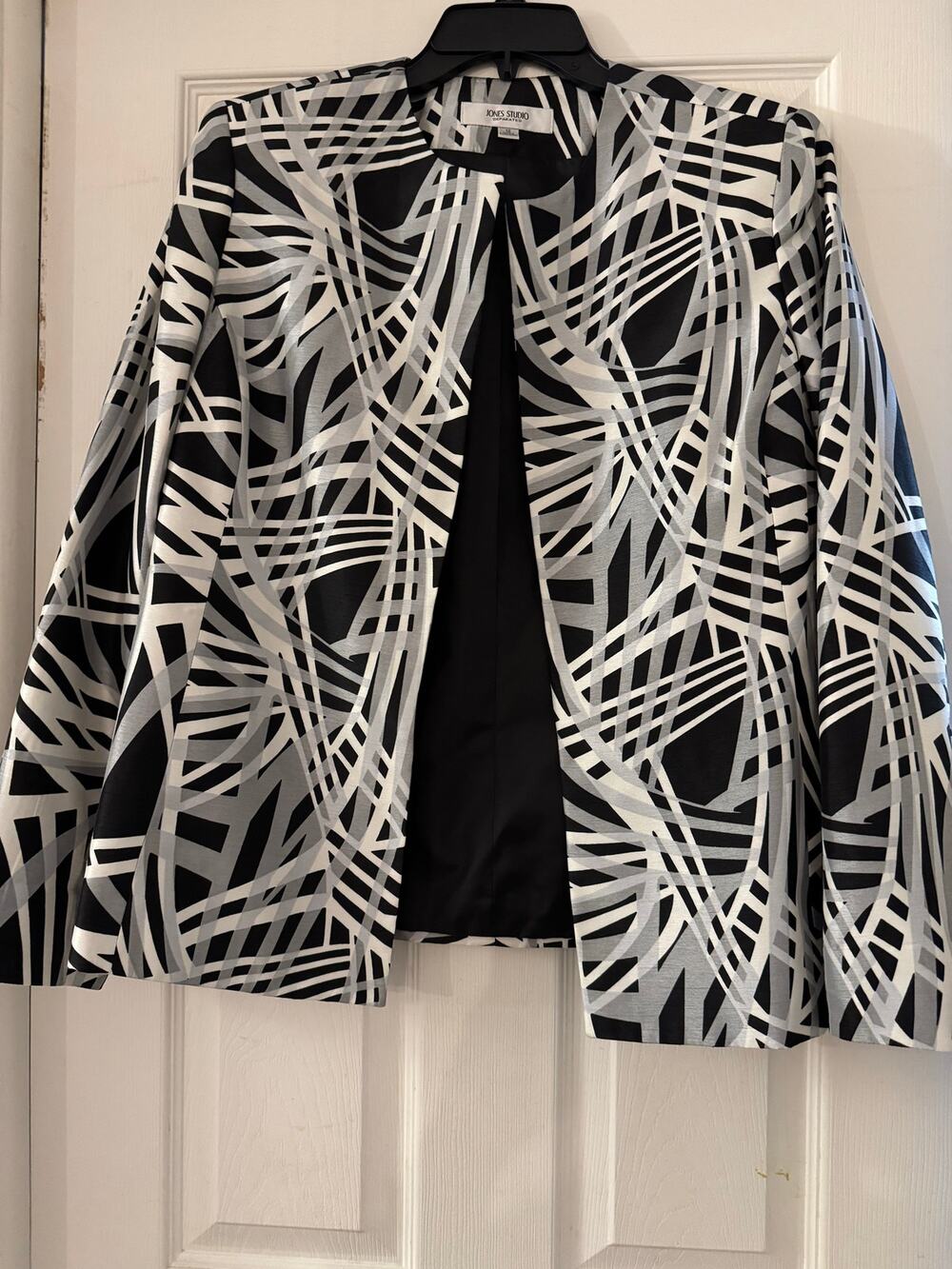 Jones Studio Separates Abstract Geometric Collarless Blazer Jacket Size 12